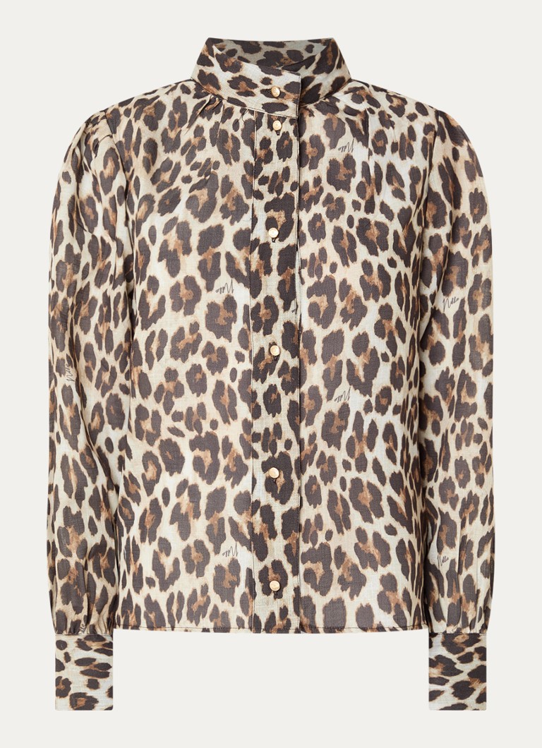 NIKKIE Dames Retiro blouse met dierenprint in de kleur Donkerbruin