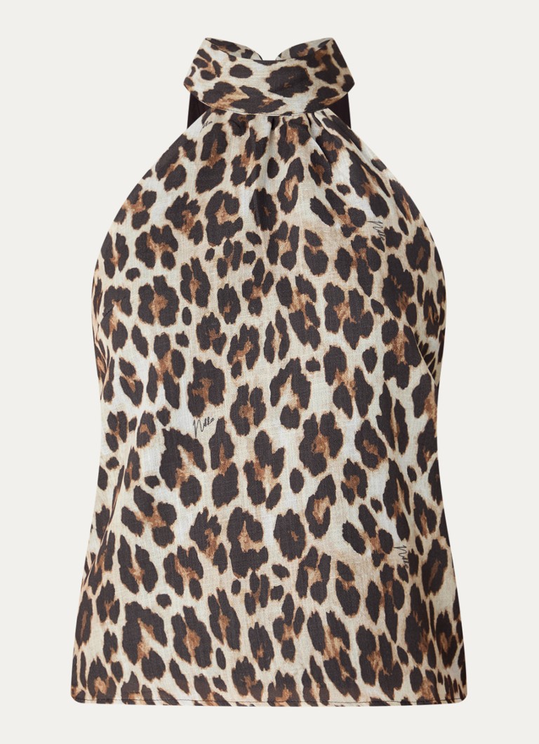 NIKKIE Dames Retiro mouwloze top met panterprint in de kleur Bruin