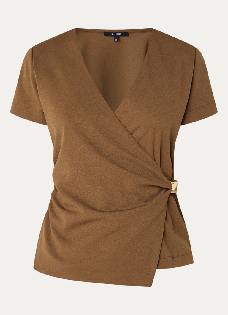 NIKKIE Dames Rimini top met V-hals in de kleur Cognac