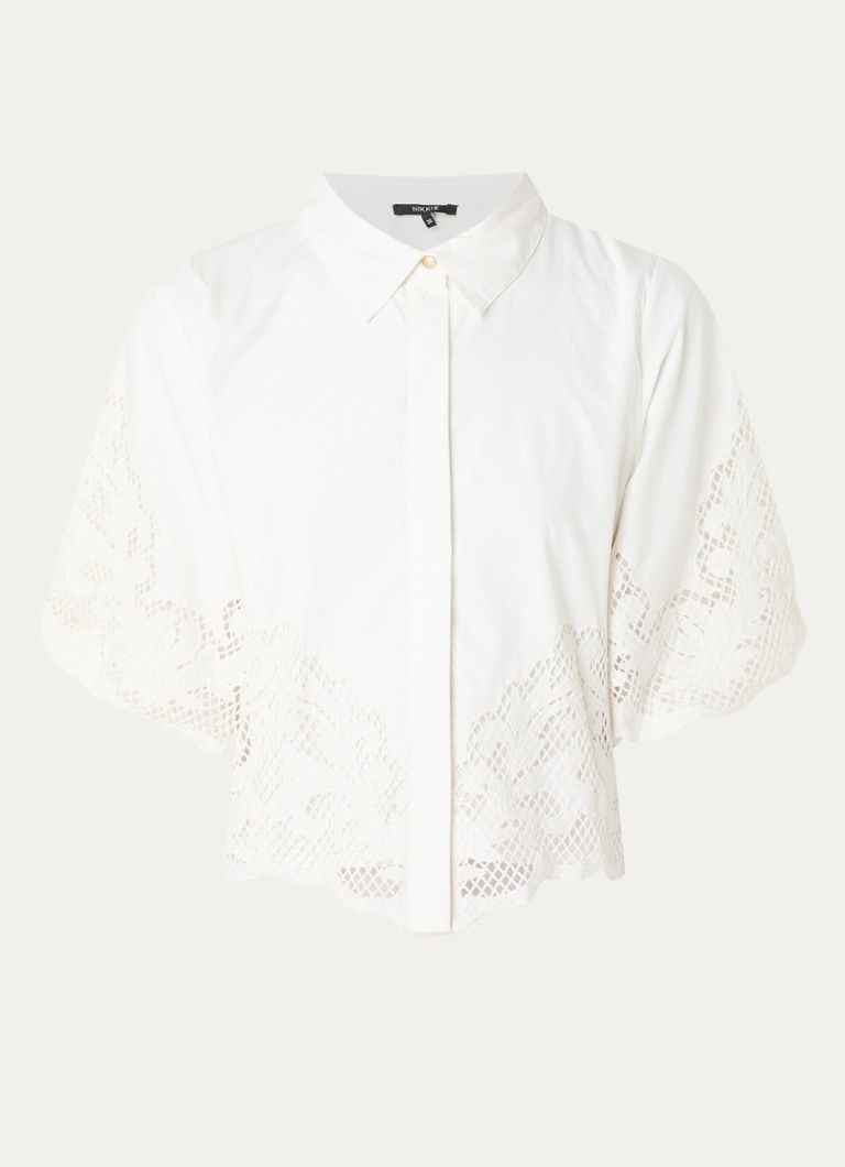 NIKKIE Dames Rabano blouse met broderie in de kleur Wit