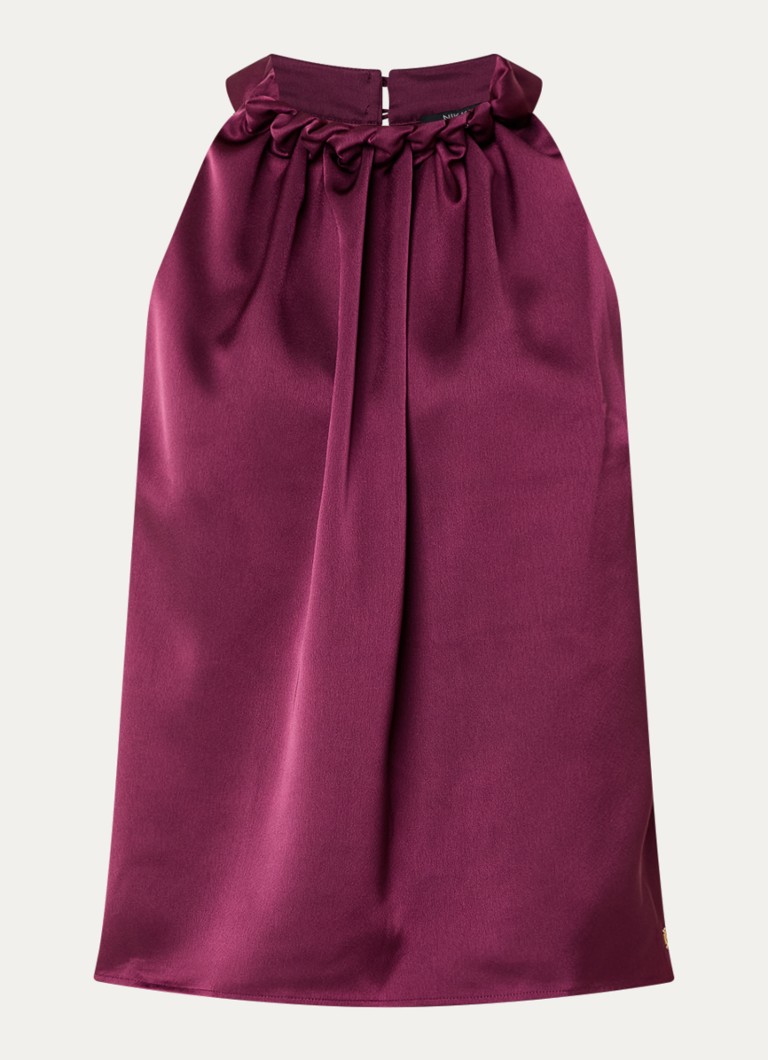 NIKKIE Dames Aivy mouwloze haltertop van satijn in de kleur Aubergine