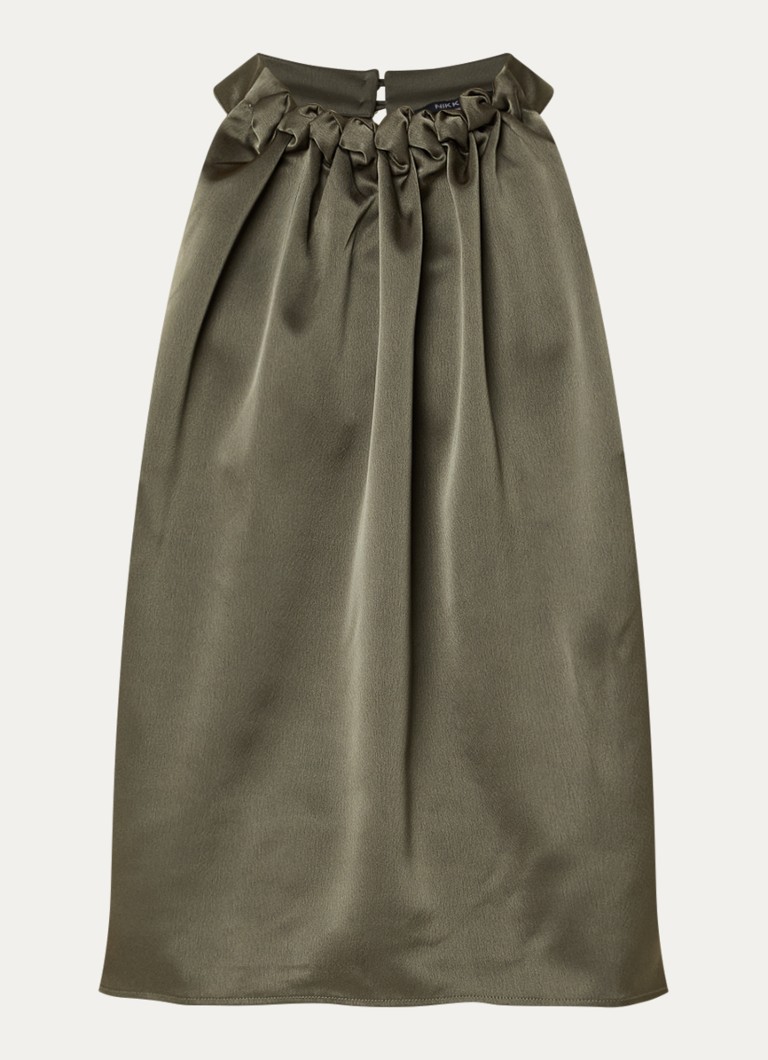 NIKKIE Dames Aivy mouwloze haltertop van satijn in de kleur Taupe