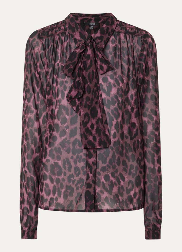 NIKKIE Dames Arabella blouse met panterprint in de kleur Rood