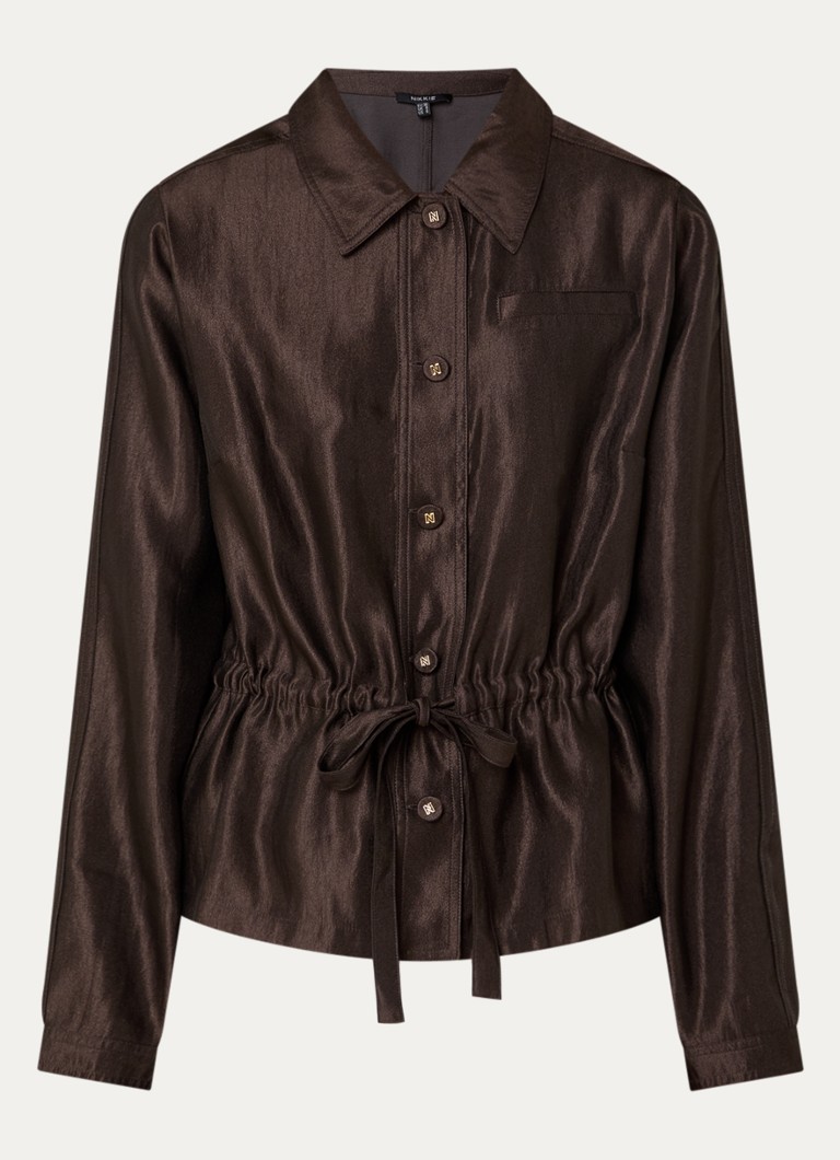 NIKKIE Dames Alira blouse met metallic finish in de kleur Chocoladebruin