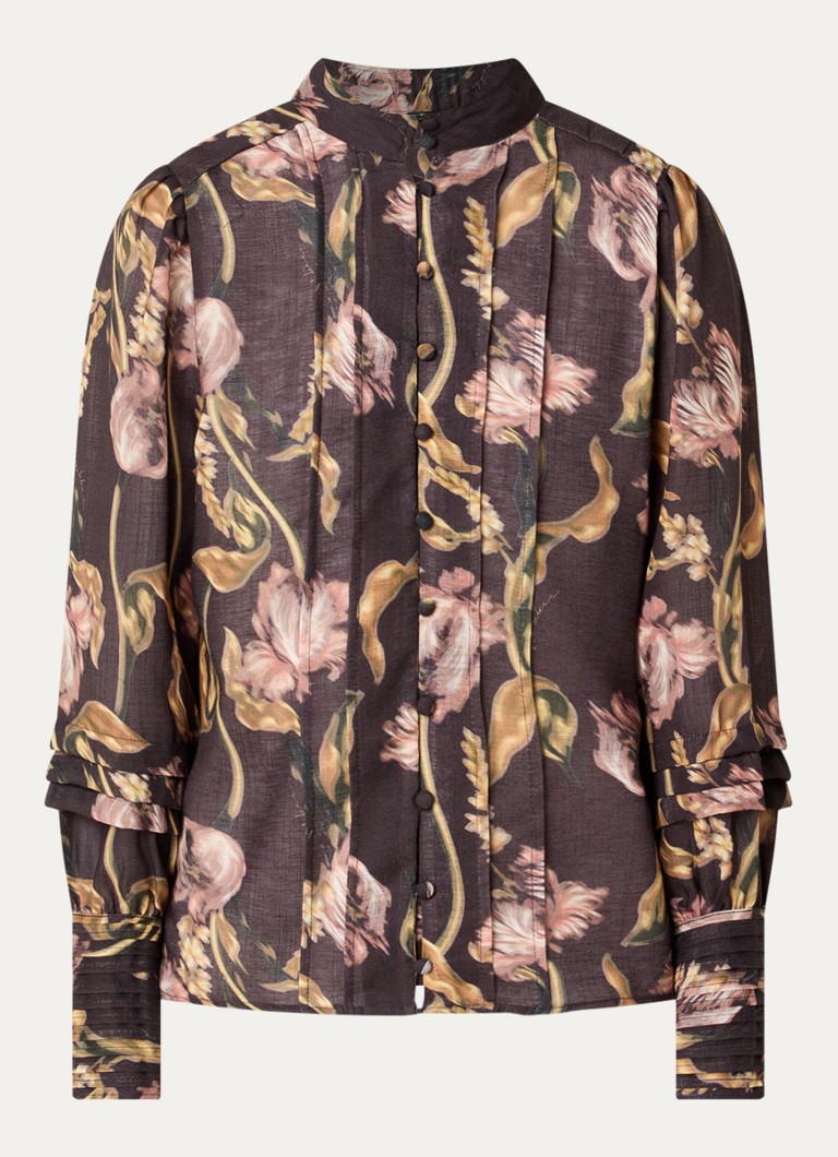 NIKKIE Dames Apillone blouse met print in de kleur Donkerbruin