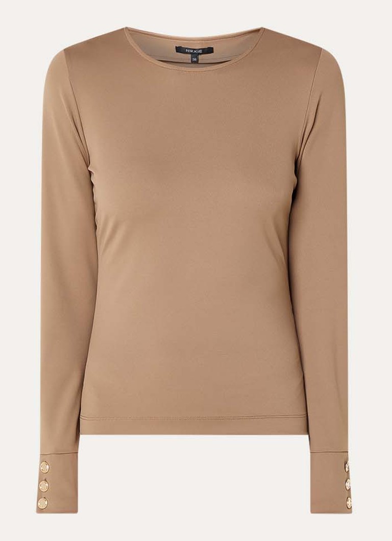 NIKKIE Dames Oshawa top met ronde hals in de kleur Cognac
