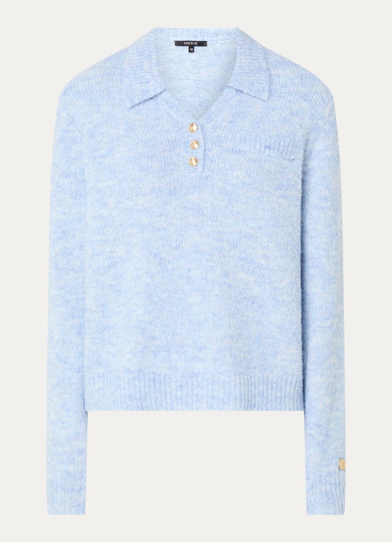 NIKKIE Dames Portland grofgebreide trui in wolblend in de kleur Blauw
