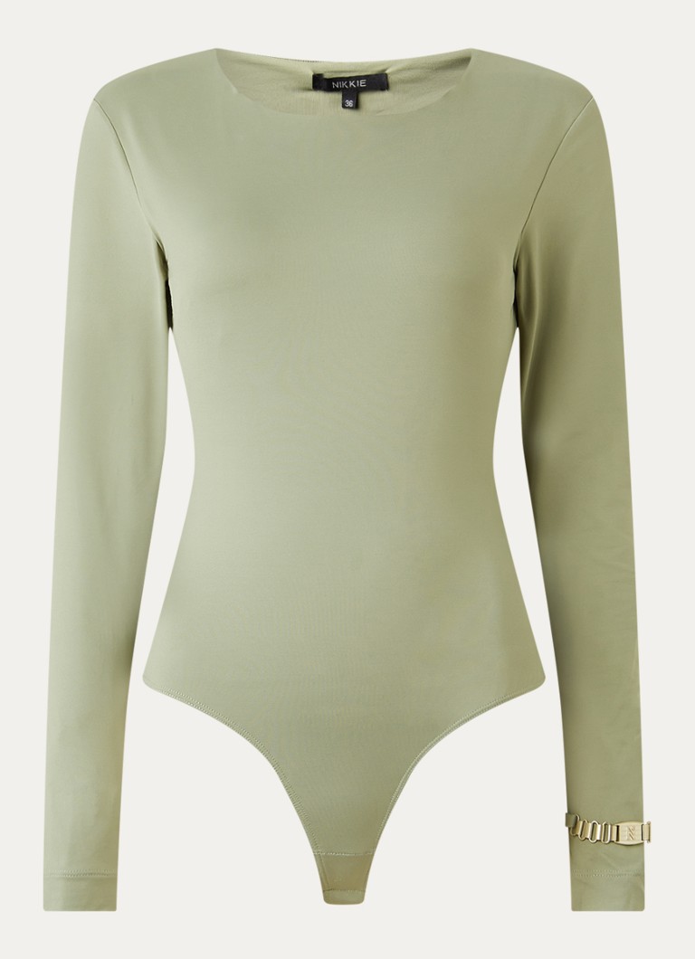 ALGALAROUND Body voor dames, lange mouwen, lange mouwen, U-hals, dubbel gevoerd, bovenstuk, top voor dames, pullover, elegant, lange mouwen, bodysuit met lange mouwen, wit, M