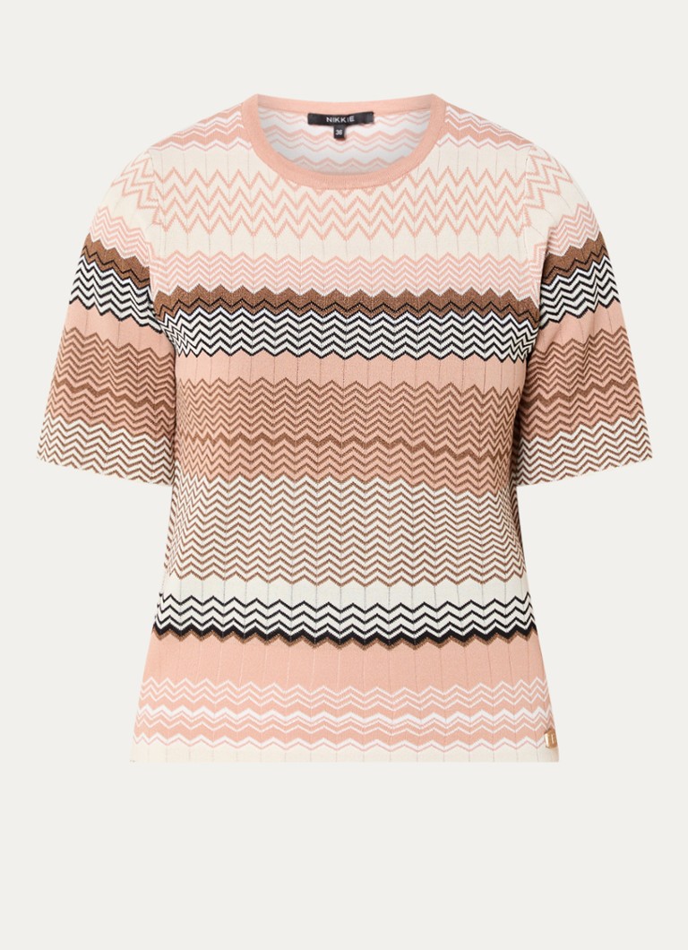 NIKKIE Dames Pilazio top met print in de kleur Zalmroze