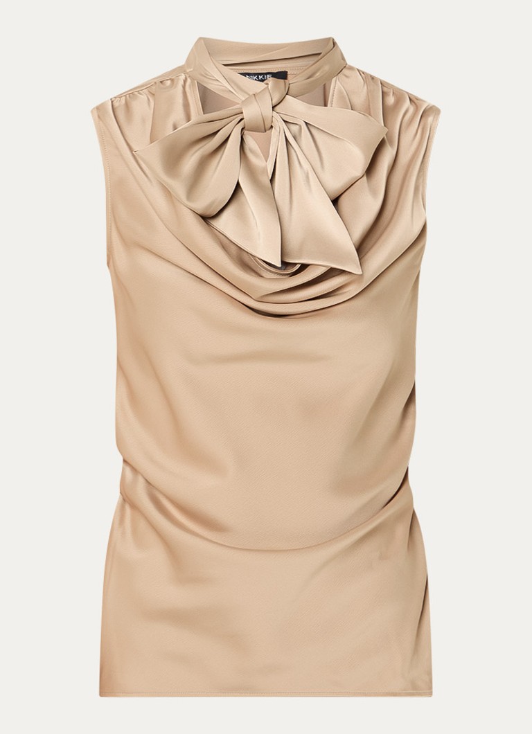 NIKKIE Dames Provo top van satijn met watervalhals in de kleur Beige