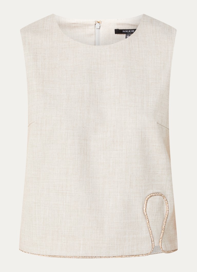 NIKKIE Dames Pateete mouwloze top met strass in de kleur Creme