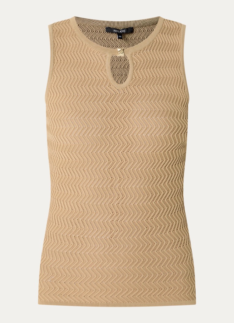 NIKKIE Dames Riom top met structuur in de kleur Camel