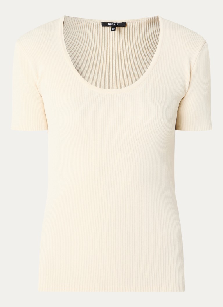 NIKKIE Dames Jolie T-shirt met ronde hals in de kleur Creme