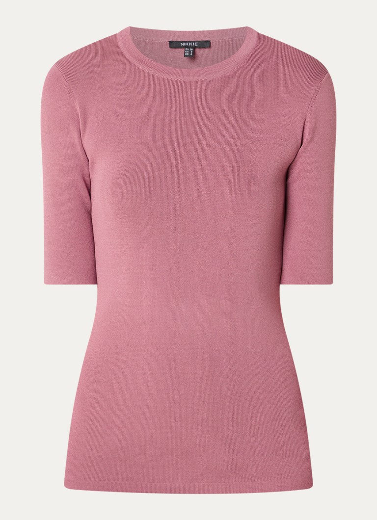 NIKKIE Dames Jolie fijngebreide top met ronde hals in de kleur Roze