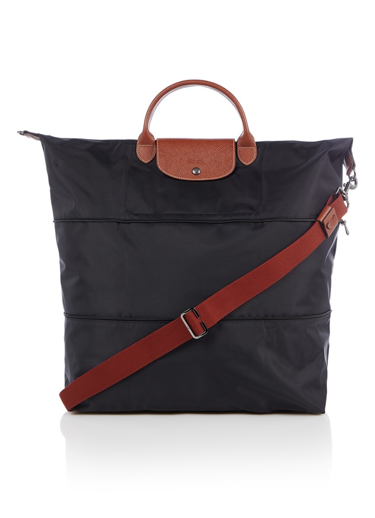 Longchamp Le Pliage Original vergrootbare reistas met leren details Zwart - Deal