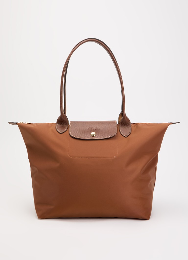 Longchamp Dames Le Pliage Original schoudertas L met leren details in de kleur Cognac