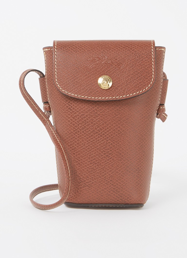 Longchamp Dames Épure crossbody telefoonhoes van leer in de kleur Cognac