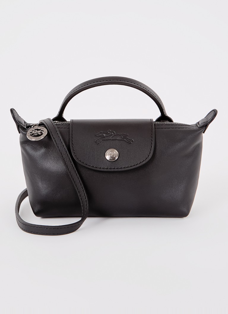 Longchamp Dames Le Pliage Xtra handtas XS van leer met afneembare schouderriem in de kleur Zwart