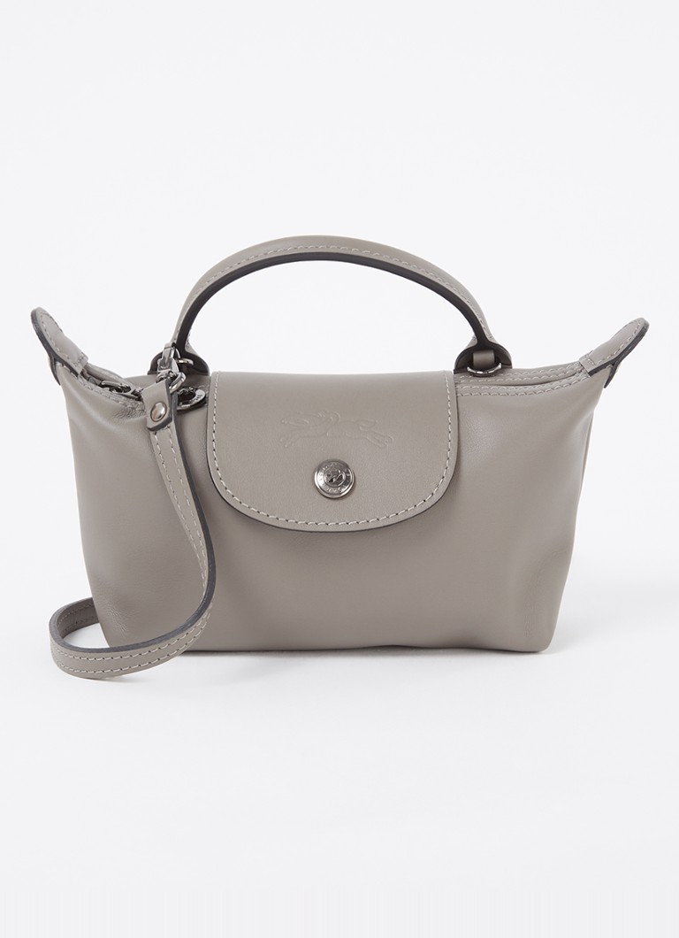 Longchamp Dames Le Pliage Xtra handtas XS van leer met afneembare schouderriem in de kleur Grijs