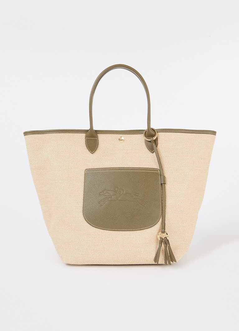 Longchamp Dames Le Pliage Collection handtas L van canvas met leren details in de kleur Beige
