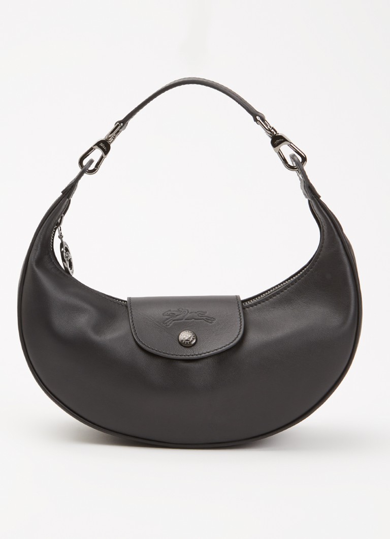 Longchamp Dames Le Pliage Xtra schoudertas S van leer in de kleur Zwart