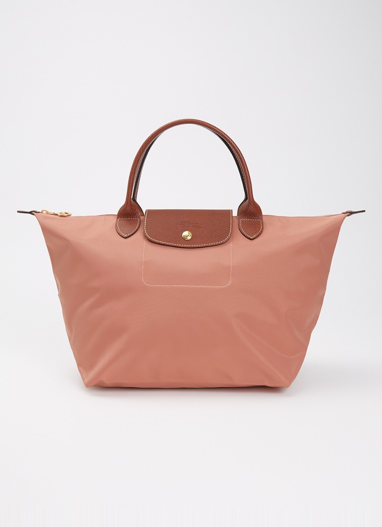 Longchamp Dames Le Pliage Original handtas M met leren details in de kleur Oudroze