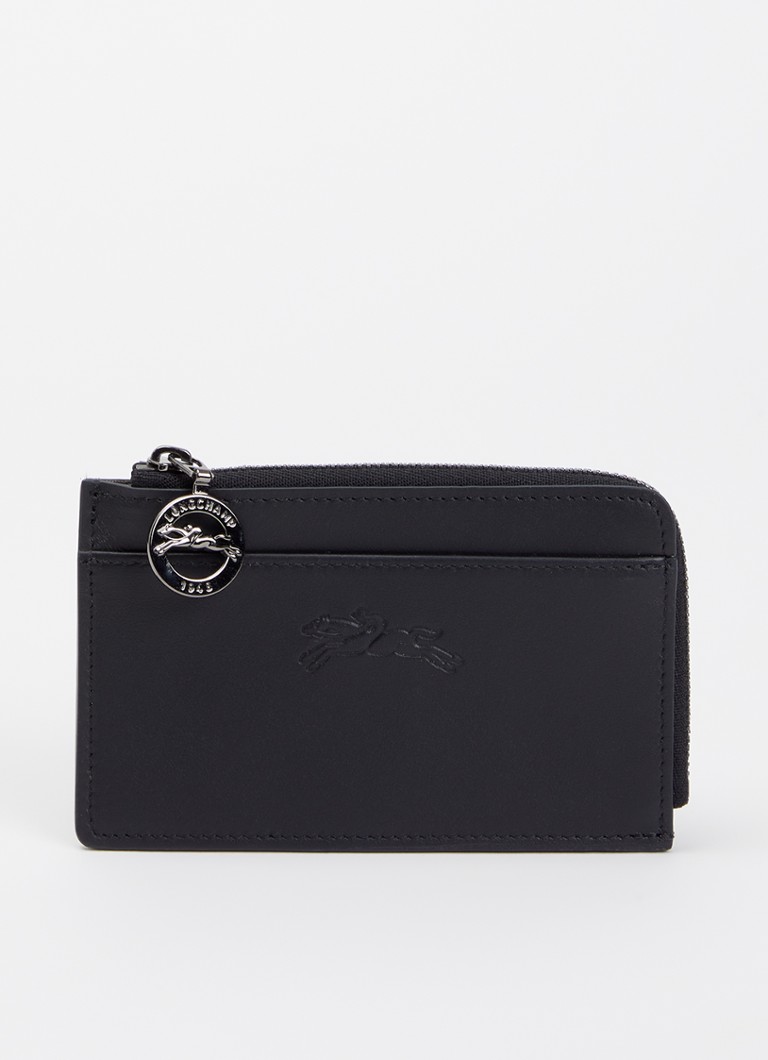 Longchamp Dames Le Foulonné pasjeshouder van leer in de kleur Zwart