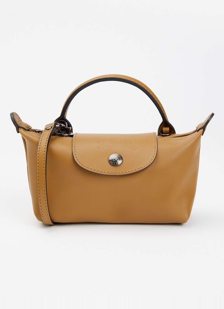 Longchamp Dames Le Pliage Xtra handtas XS van leer met afneembare schouderriem in de kleur Cognac
