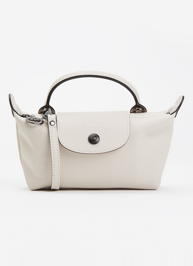 Longchamp Dames Le Pliage Xtra handtas XS van leer met afneembare schouderriem in de kleur Creme