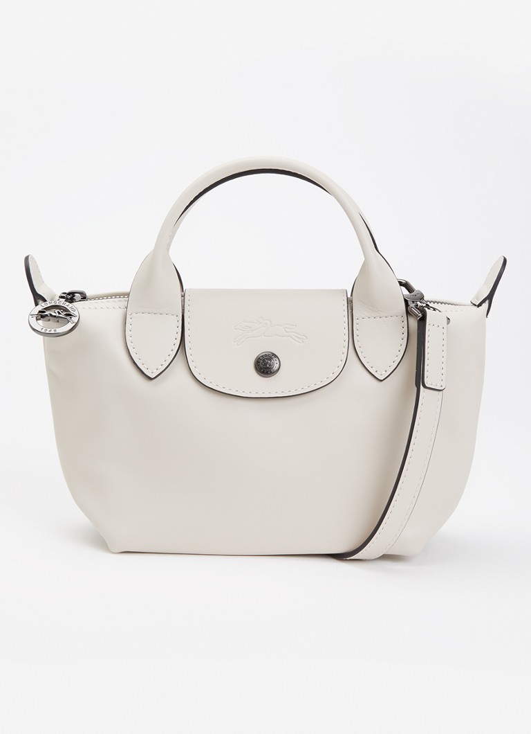 Longchamp Dames Le Pliage Xtra handtas XS van leer in de kleur Lichtgrijs