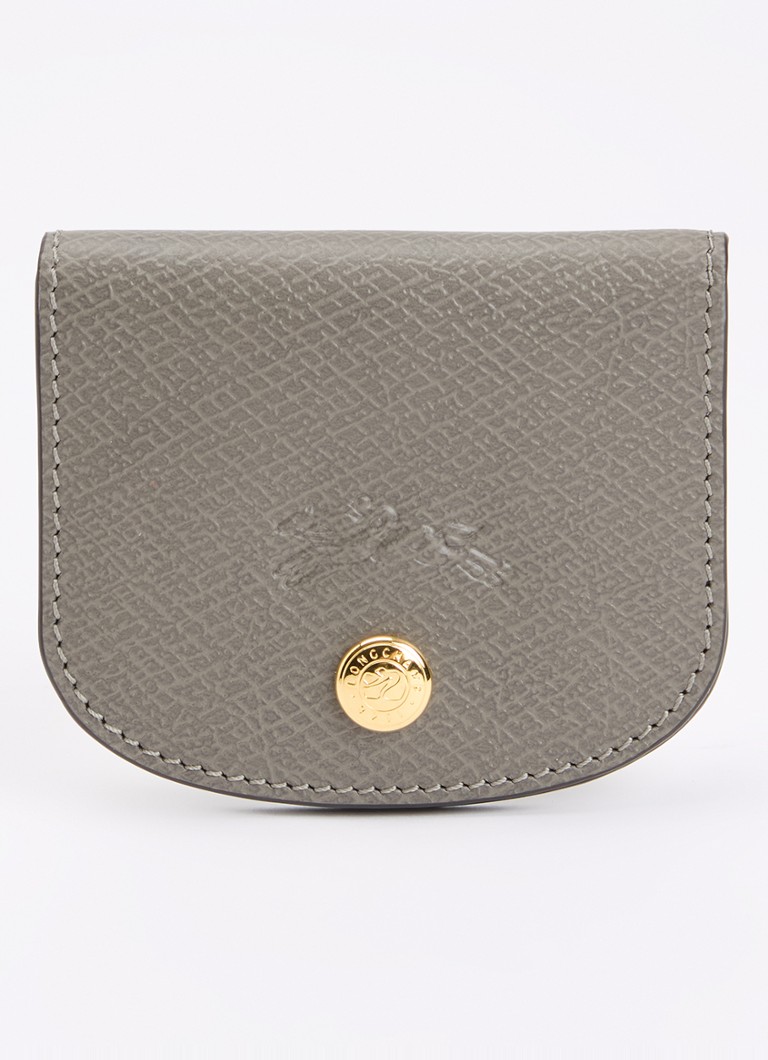 Longchamp Dames Épure kaarthouder van leer met structuur in de kleur Grijs