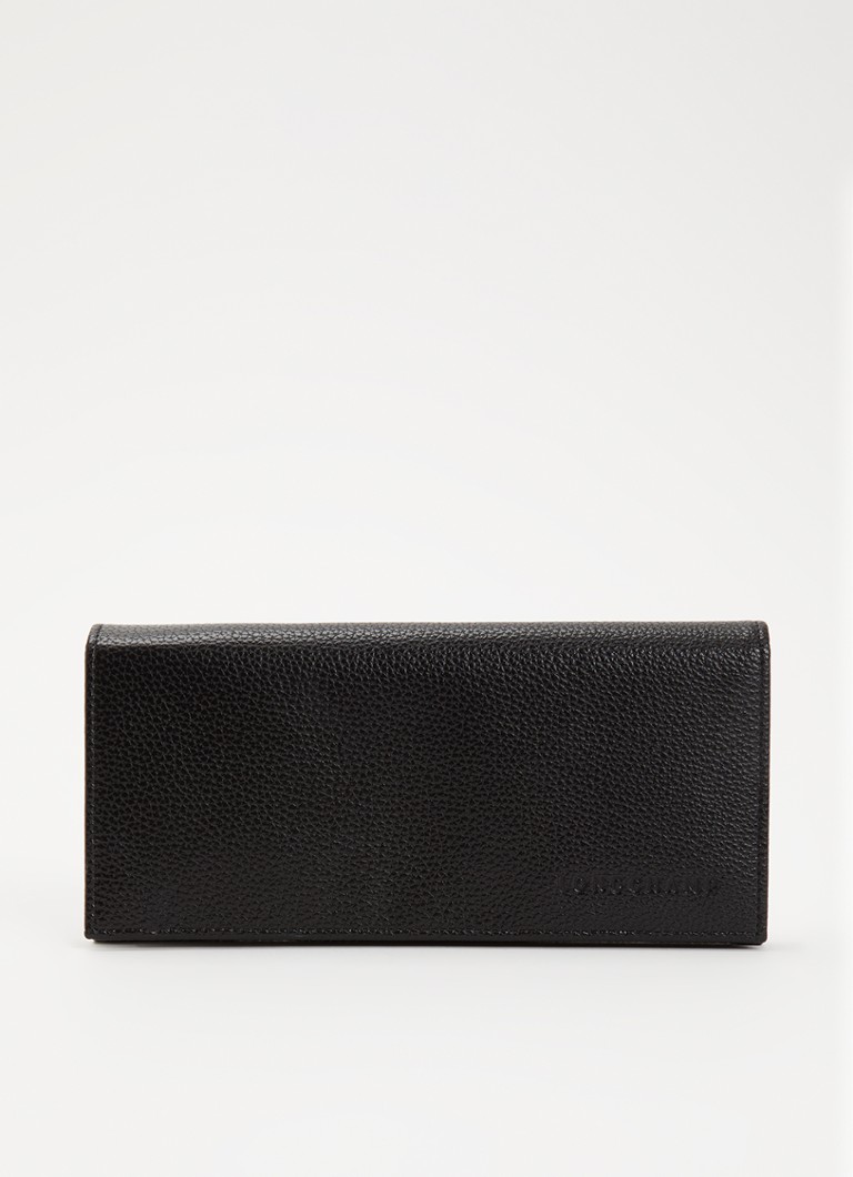 Longchamp Dames Le Foulonné portemonnee van leer in de kleur Zwart