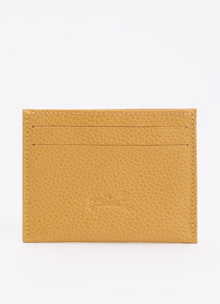 Longchamp Dames Le Foulonné pasjeshouder van leer in de kleur Okergeel