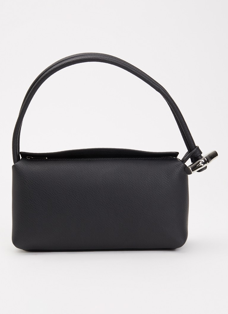 Longchamp Dames Le Roseau schoudertas M van leer in de kleur Zwart