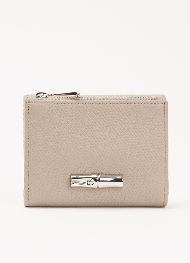 Longchamp Dames Le Roseau portemonnee van leer met structuur in de kleur Donkerbeige