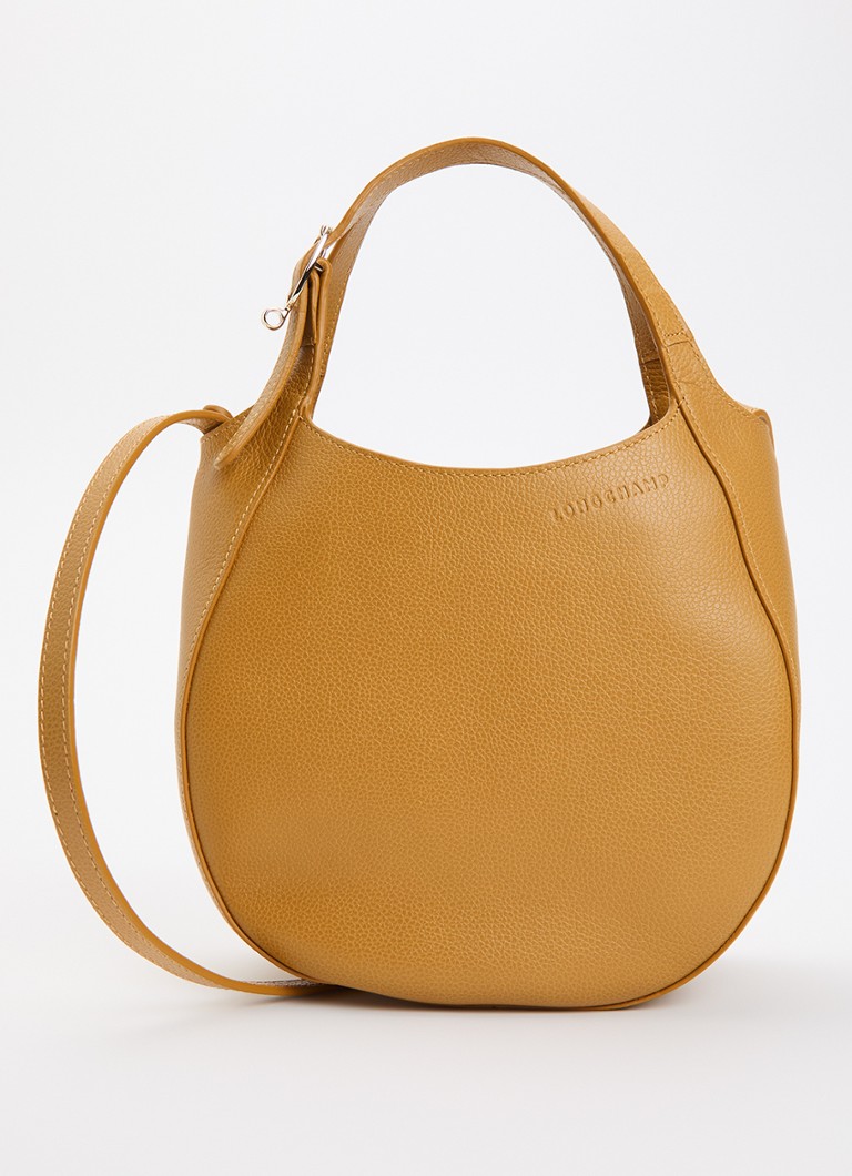Longchamp Dames Le Foulonné handtas S van leer met afneembare schouderriem in de kleur Okergeel