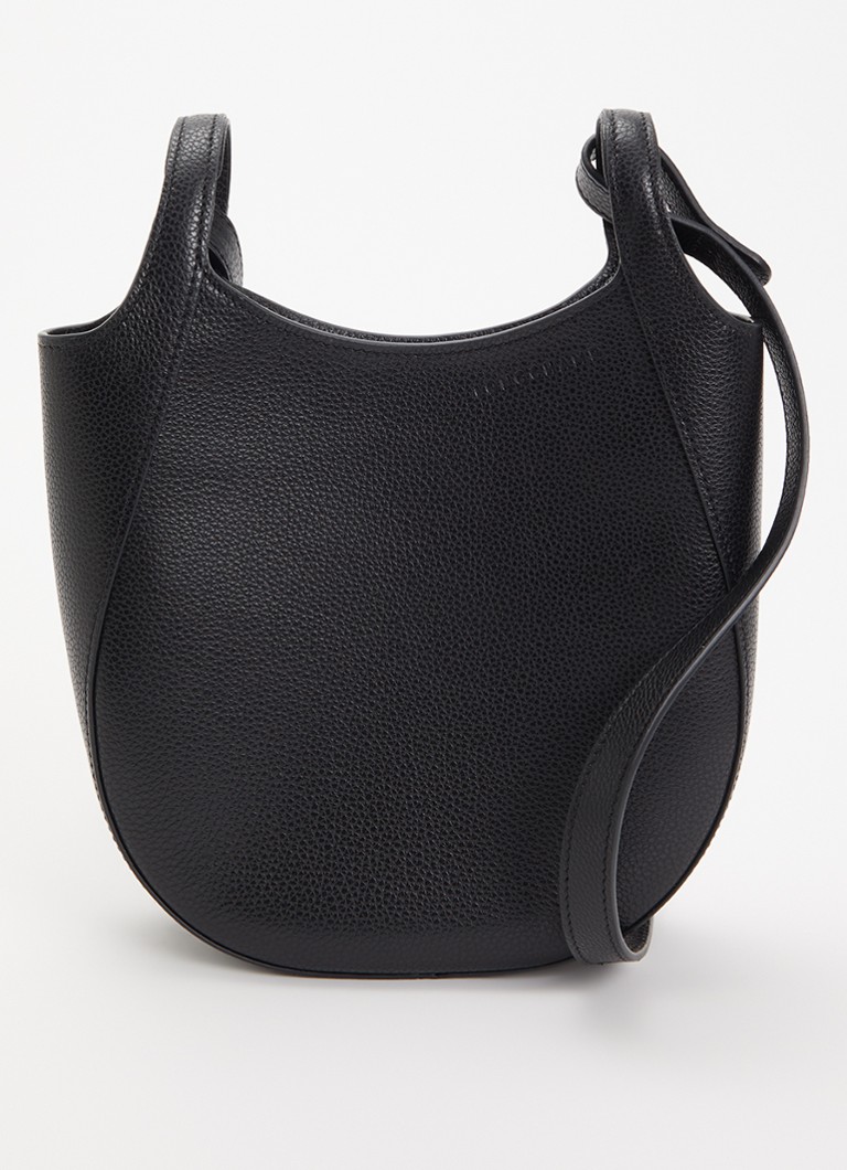 Longchamp Dames Le Foulonné crossbodytas S van leer in de kleur Zwart