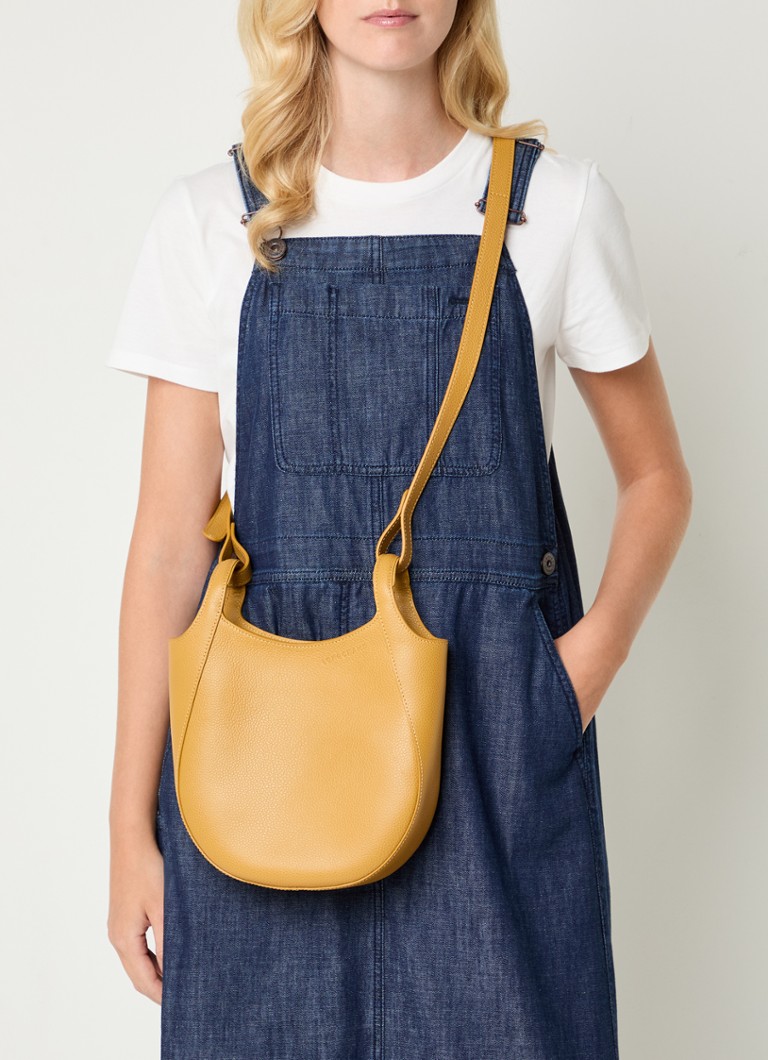 Longchamp Dames Le Foulonné crossbodytas S van leer in de kleur Cognac