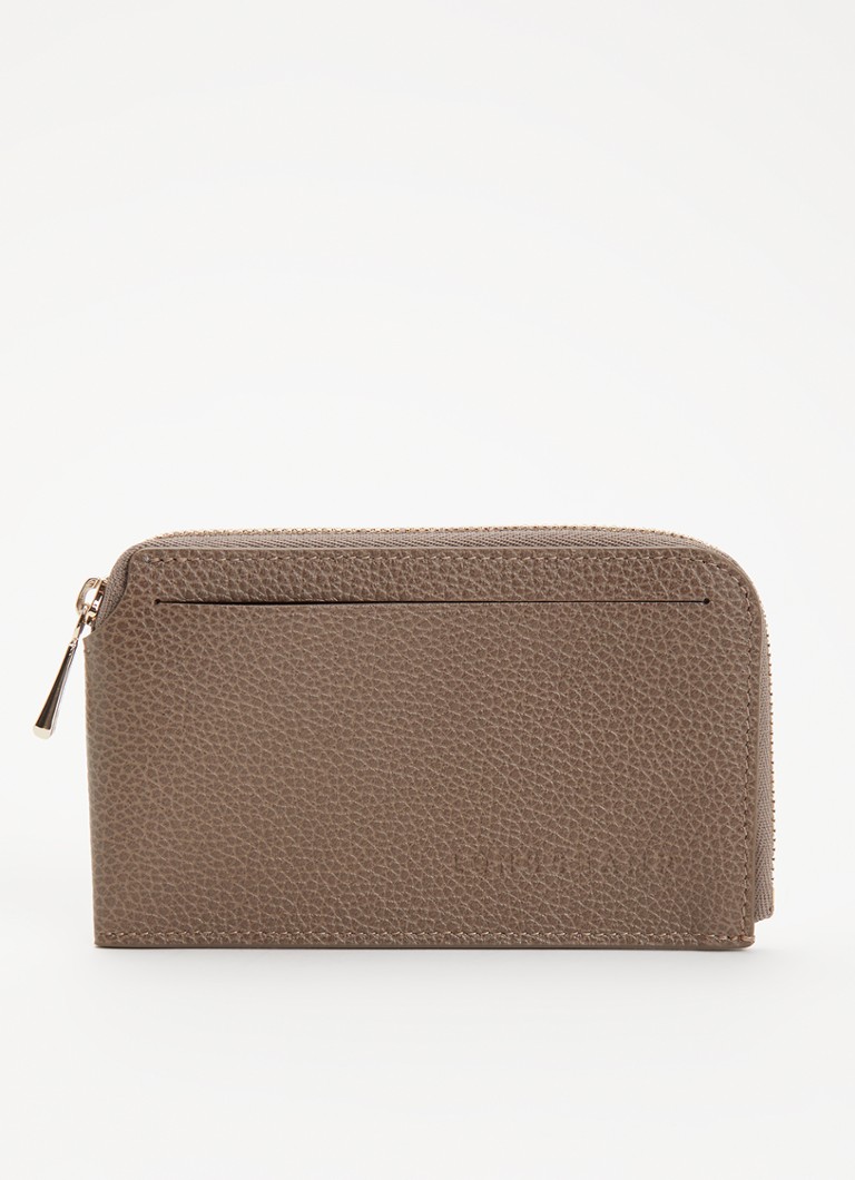 Longchamp Dames Le Foulonné pasjeshouder van leer in de kleur Taupe