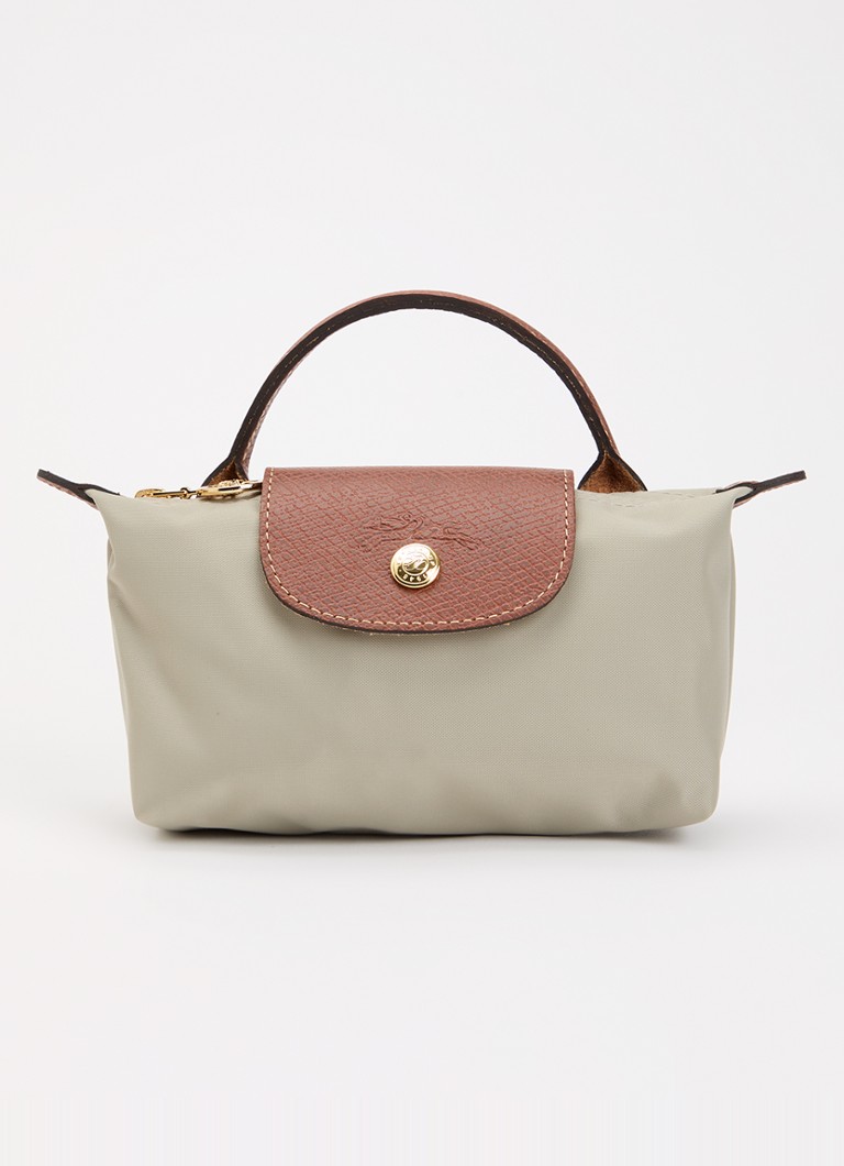 Longchamp Dames Le Pliage handtas met leren details in de kleur Grijs