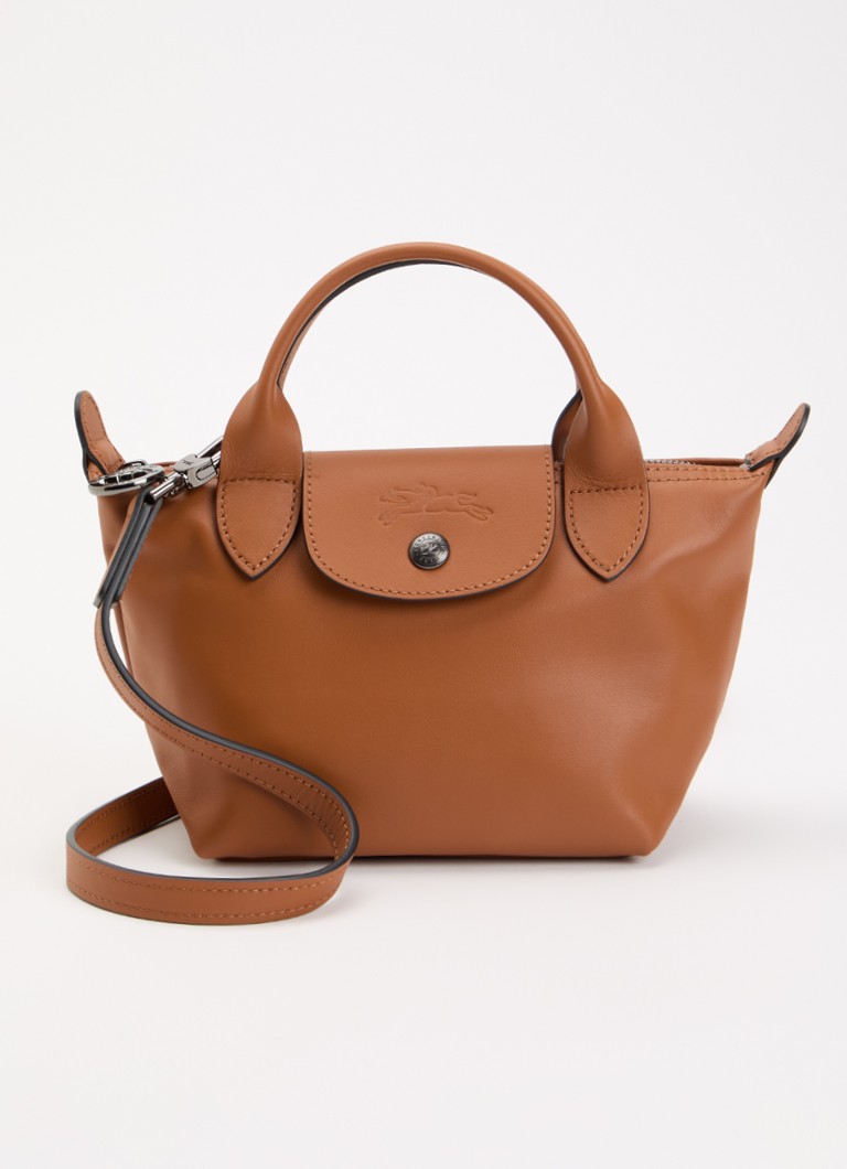 Longchamp Dames Le Pliage Xtra handtas XS van leer in de kleur Oranjebruin