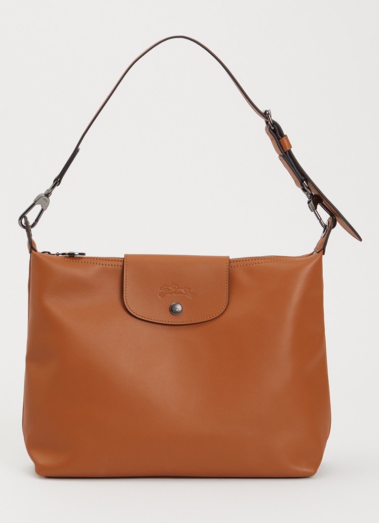 Longchamp Dames Le Pliage Xtra schoudertas M van leer in de kleur Oranjebruin