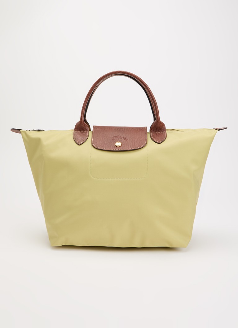 Longchamp Dames Le Pliage Original handtas M met leren details in de kleur Mosgroen