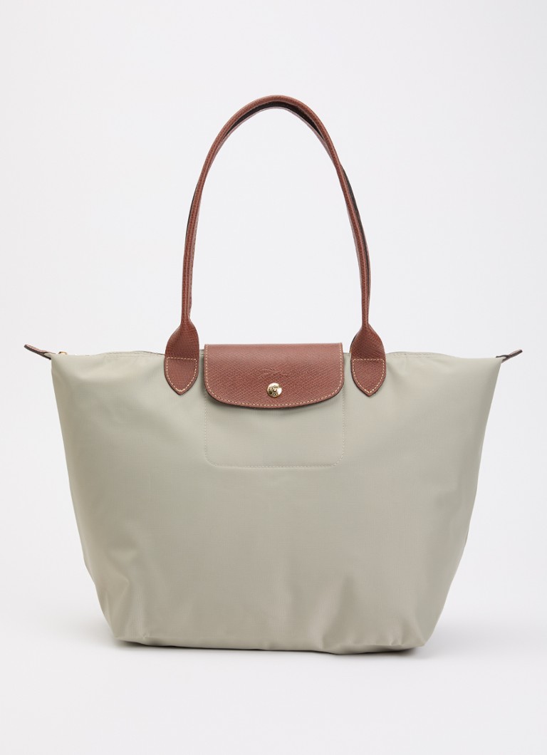Longchamp Dames Le Pliage Original schoudertas L met leren details in de kleur Grijs