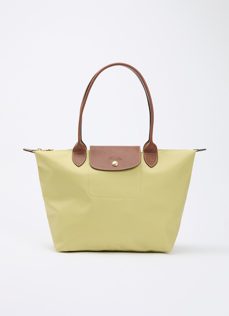 Longchamp Dames Le Pliage Original schoudertas M met leren details in de kleur Mosgroen