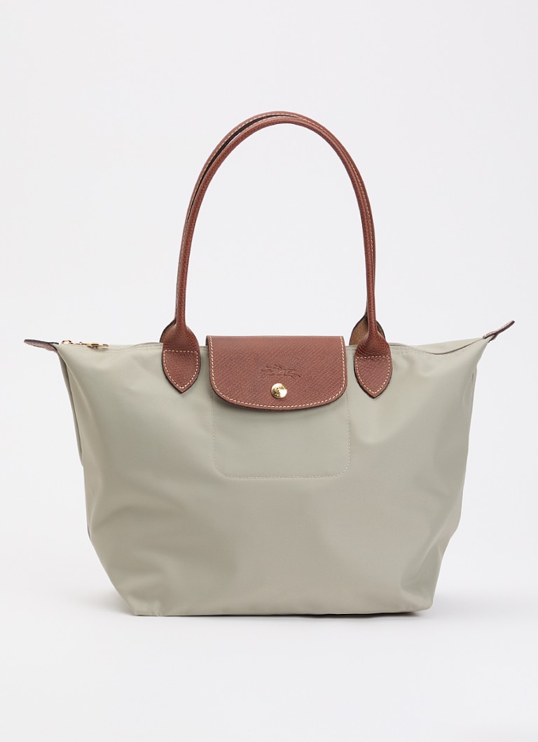 Longchamp Dames Le Pliage Original schoudertas M met leren details in de kleur Grijs