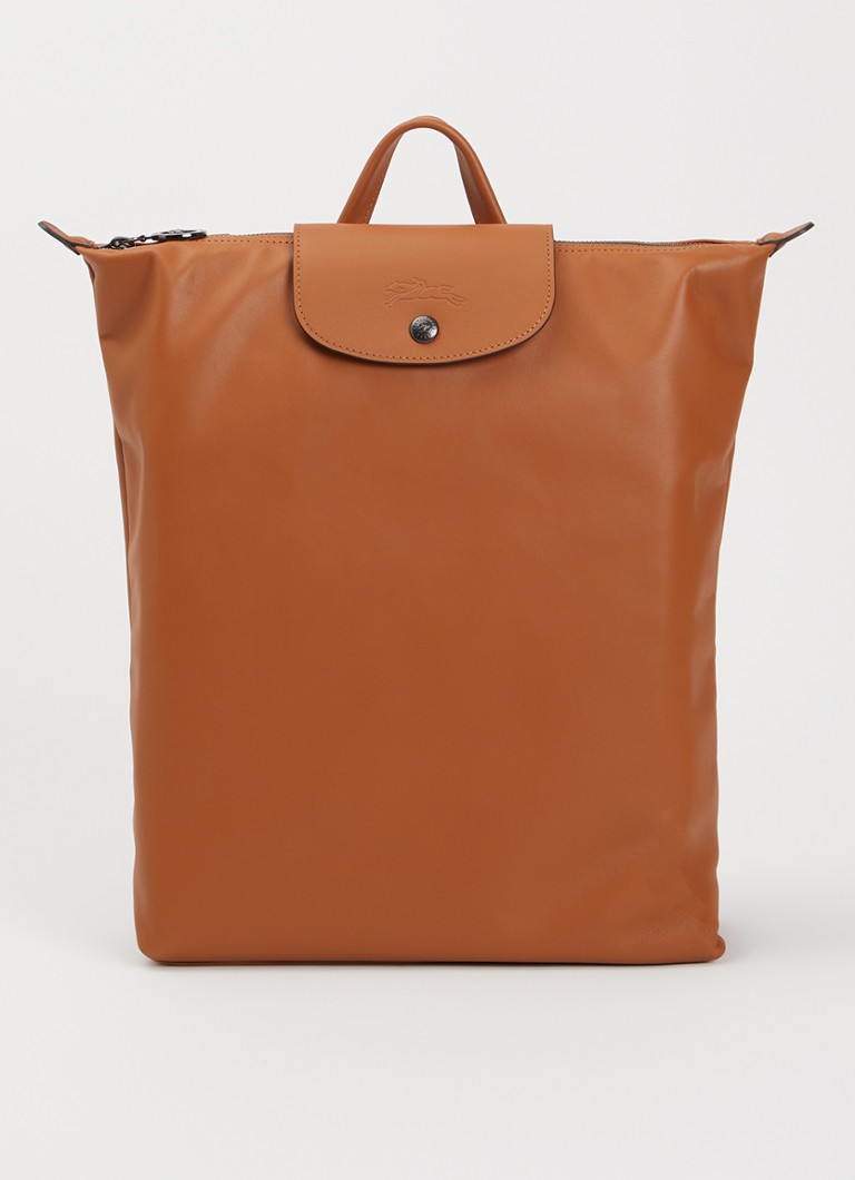 Longchamp Dames Le Pliage Xtra rugzak M van leer in de kleur Oranjebruin