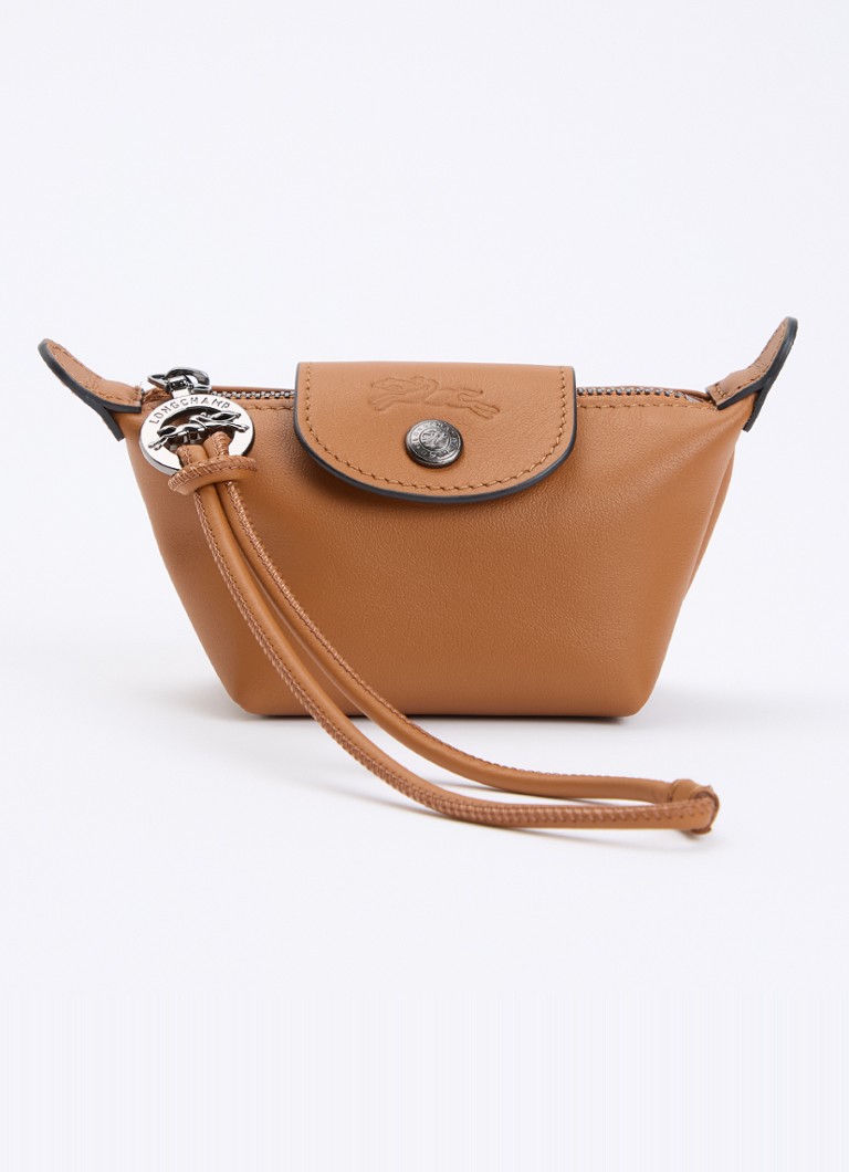 Longchamp Dames Le Pliage clutch XS van leer in de kleur Cognac