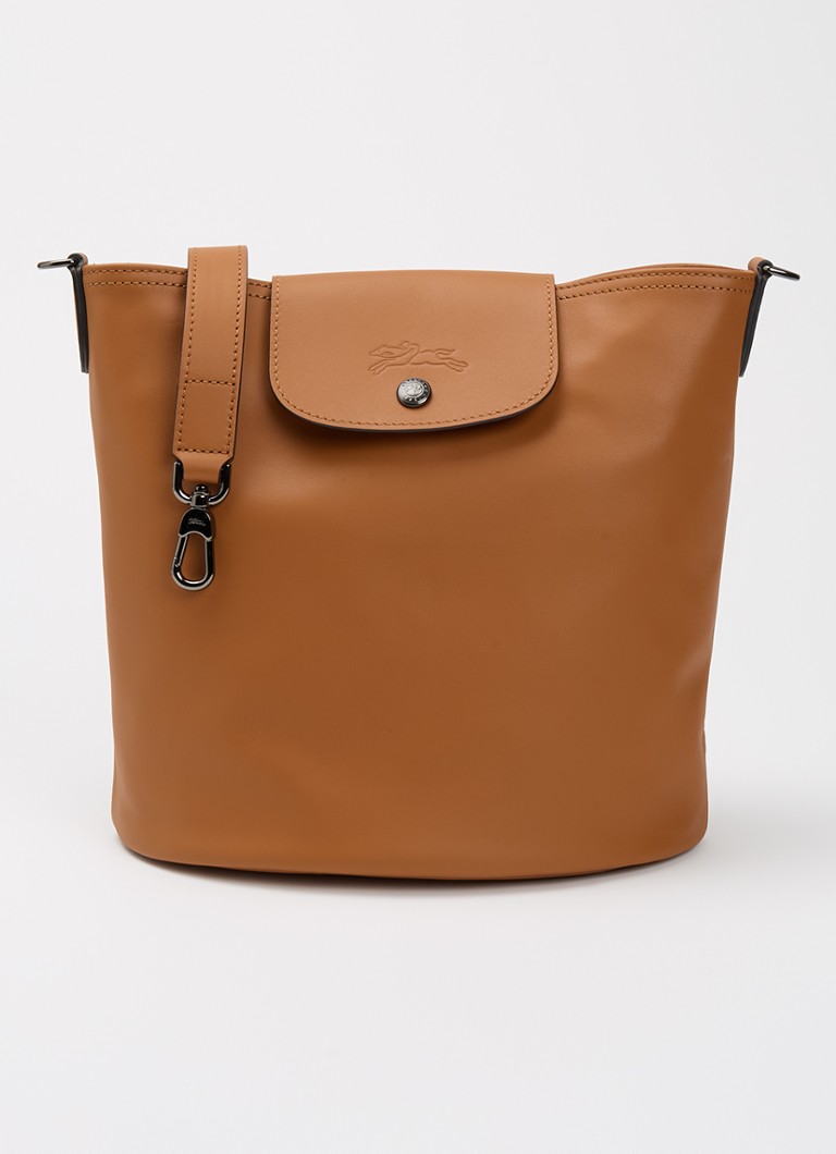 Longchamp Dames Le Pliage Xtra schoudertas M van leer in de kleur Cognac