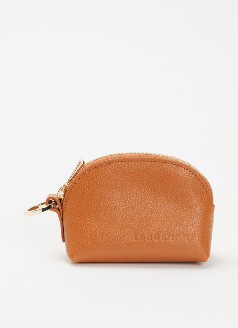 Longchamp Dames Le Foulonné sleuteletui van leer in de kleur Donkeroranje